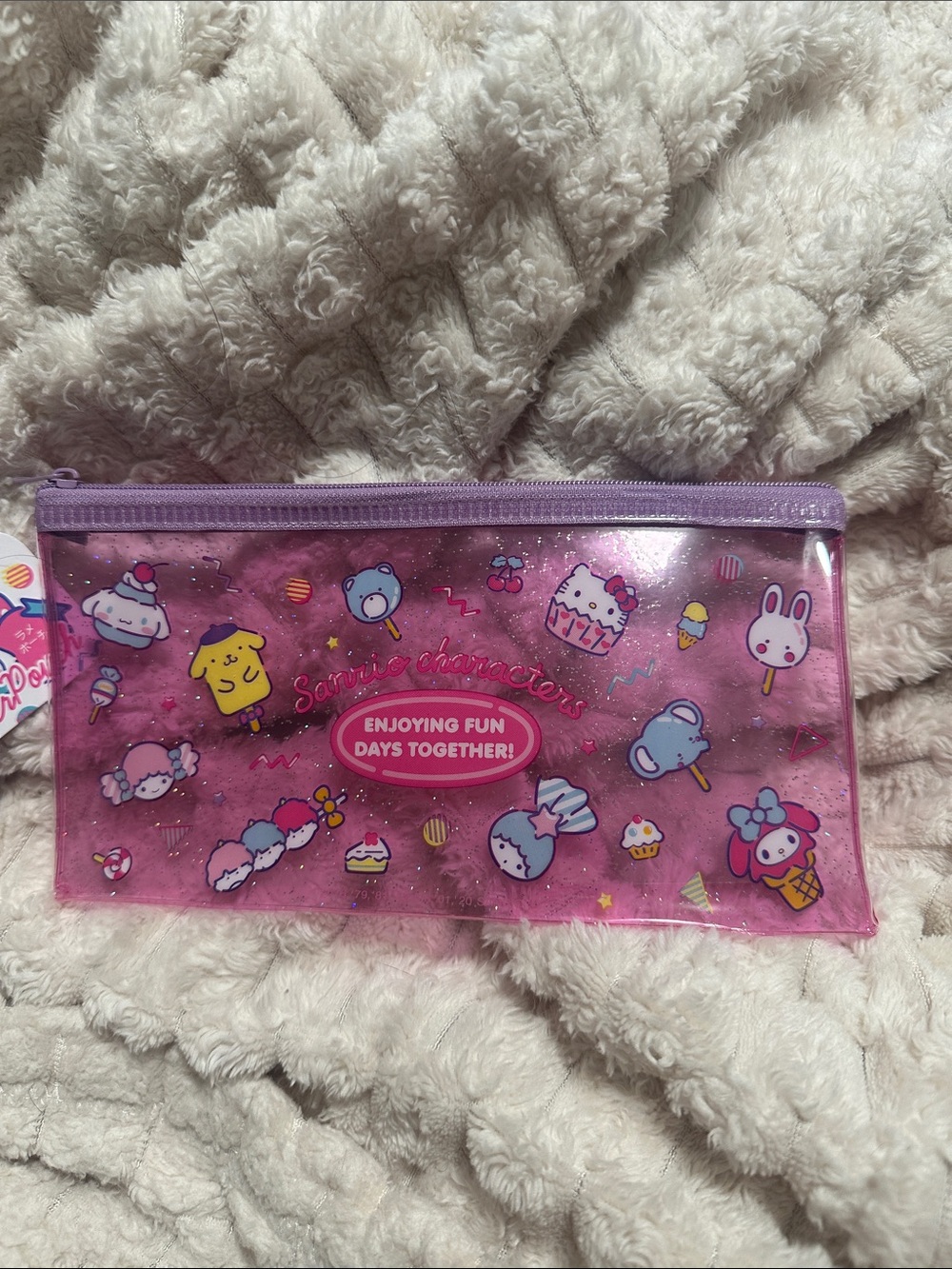 Sanrio Pink and Purple Glitter Character Zip Pouch
